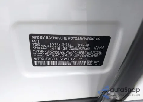 2018 BMW X1 xDrive28I from USA, damaged, VIN WBXHT3C31J5L29217